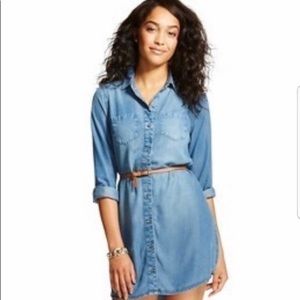 Merona Blue Jean Button Up Dress w/Leather Belt